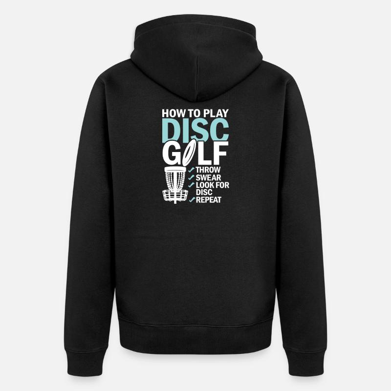 Discgolf Lernen Motivation Design - Unisex Premium Bio Zip Hoodie - Schwarz