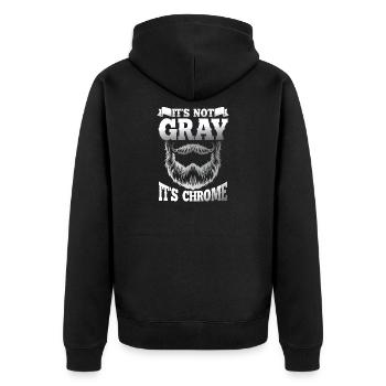 It s not gray it s chrome - Unisex Premium Bio Zip Hoodie - Schwarz - Hinten - Nico (187cm)