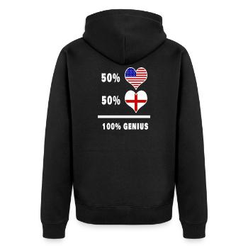 England and USA Genius / gift - Unisex Premium Organic Zip Hoodie - black - Back - Nico (187cm)