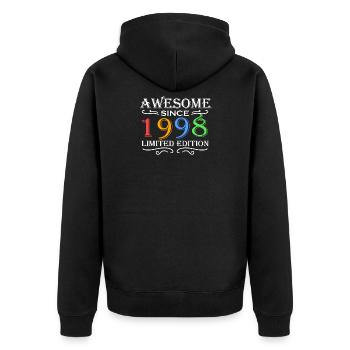 1998 - Jahrgang 1998 - Fantastisch seit 1998 - Unisex Premium Bio Zip Hoodie - Schwarz - Hinten - Nico (187cm)