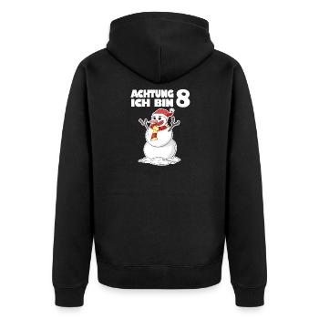 8.Geburtstag Schneemann 8 Jahre Geschenk - Unisex Premium Bio Zip Hoodie - Schwarz - Hinten - Nico (187cm)