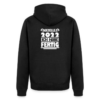 Geselle 2022 - Unisex Premium Bio Zip Hoodie - Schwarz - Hinten - Nico (187cm)