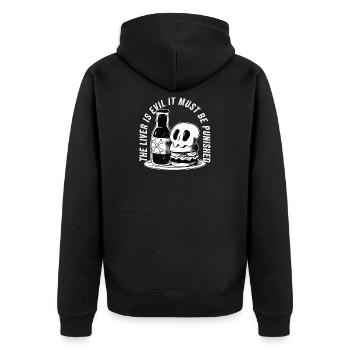 The liver is evil and is punished - Unisex Premium Organic Zip Hoodie - black - Back - Nico (187cm)