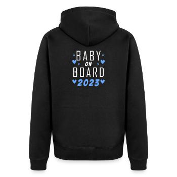 Bébé 2023 Fils enceinte 2023 Grossesse - Veste à capuche bio Premium Unisexe - noir - Dos - Nico (187cm)