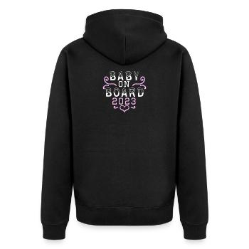 Bébé 2023Fille enceinte 2023 Grossesse - Veste à capuche bio Premium Unisexe - noir - Dos - Nico (187cm)