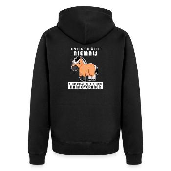 Hannoveraner Pferd Hauspferd - Unisex Premium Bio Zip Hoodie - Schwarz - Hinten - Nico (187cm)