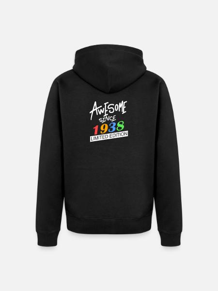 1938 - Jahrgang 1938 - Unisex Premium Bio Zip Hoodie - Schwarz
