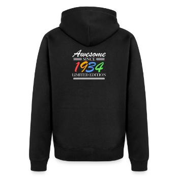 1934 - Jahrgang 1934 - Fantastisch seit 1934 - Unisex Premium Bio Zip Hoodie - Schwarz - Hinten - Nico (187cm)