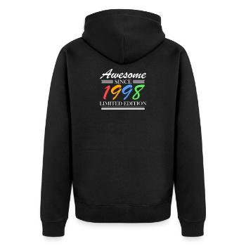 1998 - Jahrgang 1998 - Fantastisch seit 1998 - Unisex Premium Bio Zip Hoodie - Schwarz - Hinten - Nico (187cm)