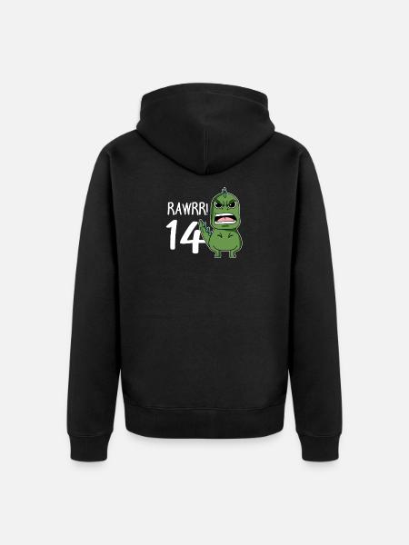 14, fourteen, 14 birthday, 14 years, number 14 - Unisex Premium Organic Zip Hoodie - black