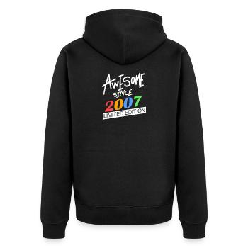 2007 - Jahrgang 2007 - Fantastisch seit 2007 - Unisex Premium Bio Zip Hoodie - Schwarz - Hinten - Nico (187cm)