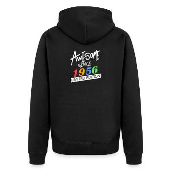 1956 - Jahrgang 1956 - Fantastisch seit 1956 - Unisex Premium Bio Zip Hoodie - Schwarz - Hinten - Nico (187cm)