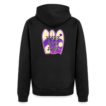 Surfing saying design - Unisex Premium Organic Zip Hoodie - black - Back - Nico (187cm)