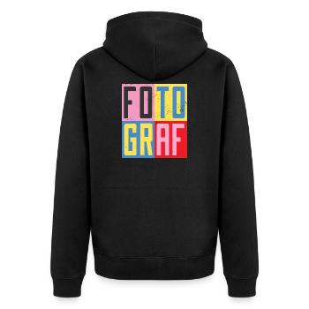 Fotograf Design - Unisex Premium Bio Zip Hoodie - Schwarz - Hinten - Nico (187cm)
