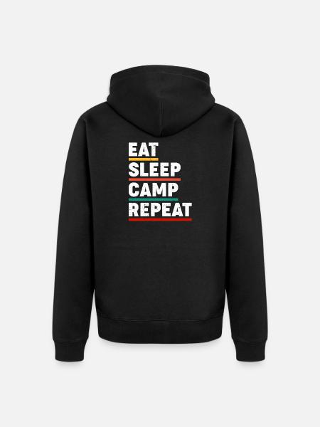 Eat Sleep Camp Repeat - Unisex Premium Bio Zip Hoodie - Schwarz