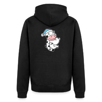 Cow Baby - Unisex Premium Organic Zip Hoodie - black - Back - Nico (187cm)