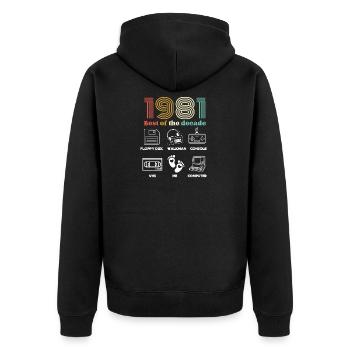 Das Beste des Jahrzehnts 1981 - Geburtstagshumor - Unisex Premium Bio Zip Hoodie - Schwarz - Hinten - Nico (187cm)