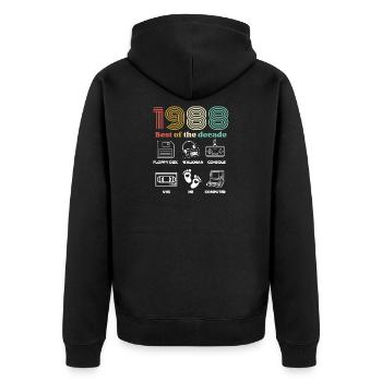 Best of the Decade 1988 - Geburtstagshumor - Unisex Premium Bio Zip Hoodie - Schwarz - Hinten - Nico (187cm)