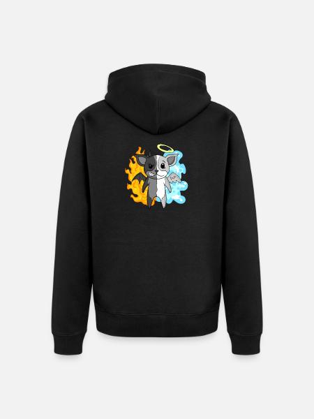 Dog Terrier - Angel and Devil - Unisex Premium Organic Zip Hoodie - black