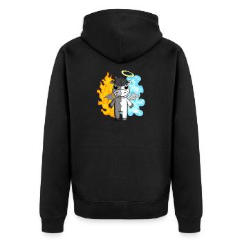 Esel - Engel und Teufel - Unisex Premium Bio Zip Hoodie - Schwarz - Hinten - Nico (187cm)