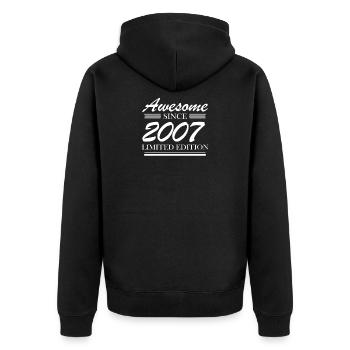 2007 - Vintage 2007 - Fantastic since 2007 - Unisex Premium Organic Zip Hoodie - black - Back - Nico (187cm)