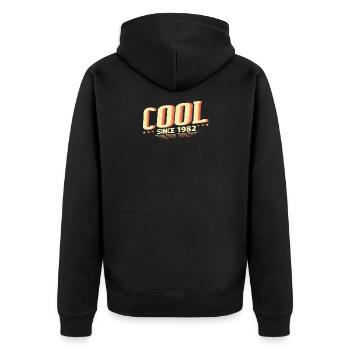 Cool seit 1982 - Unisex Premium Bio Zip Hoodie - Schwarz - Hinten - Nico (187cm)