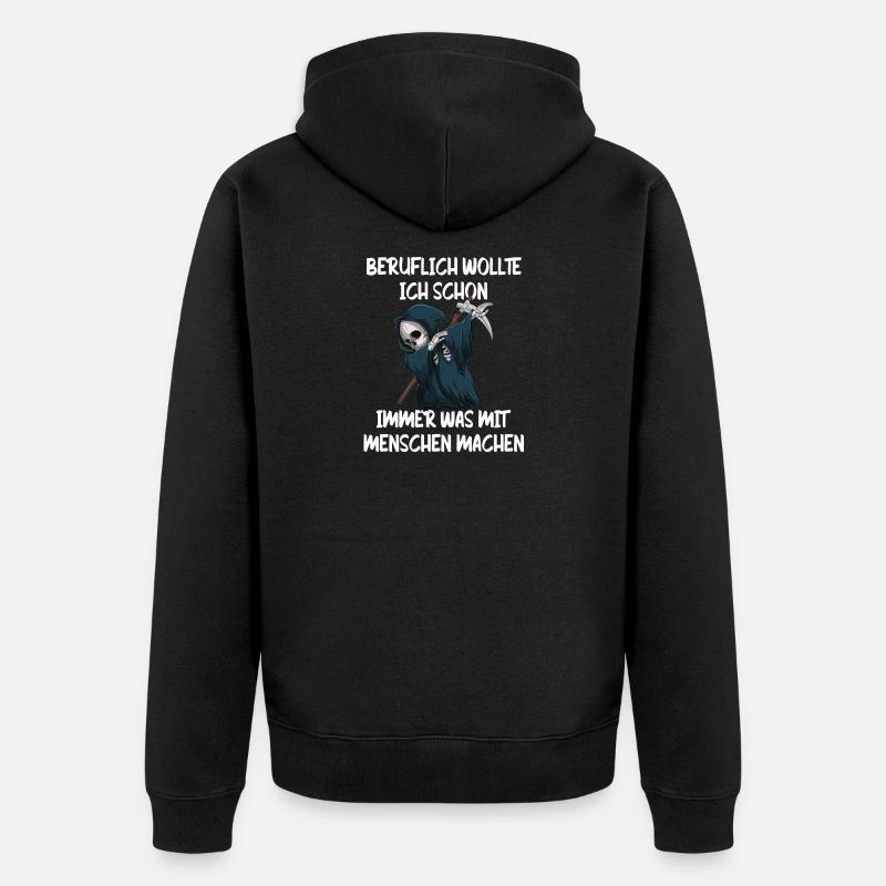 Sensenmann Berufswunsch Mit Menschen - Unisex Premium Bio Zip Hoodie - Schwarz