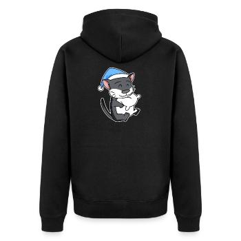 Katze Katzenrasse Norwegische Waldkatze - Unisex Premium Bio Zip Hoodie - Schwarz - Hinten - Nico (187cm)