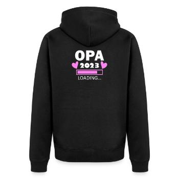 Opa 2023 loading - Opa werden - Bald Opa - Unisex Premium Bio Zip Hoodie - Schwarz - Hinten - Nico (187cm)