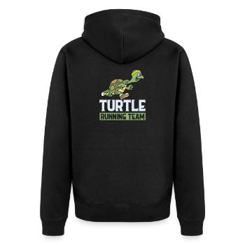Turtle running team neu - Unisex Premium Bio Zip Hoodie - Schwarz - Hinten - Nico (187cm)