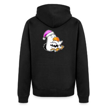 Albatros Möwe Vogel - Unisex Premium Bio Zip Hoodie - Schwarz - Hinten - Nico (187cm)