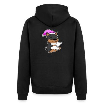 Chien Nain Pinscher avec oreiller et bonnet de couchage - Veste à capuche bio Premium Unisexe - noir - Dos - Nico (187cm)