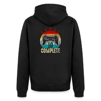 Retro Level 10 Complete Controller - Unisex Premium Bio Zip Hoodie - Schwarz - Hinten - Nico (187cm)
