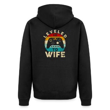 Montez de niveau en épouse Rétro Gamer - Veste à capuche bio Premium Unisexe - noir - Dos - Nico (187cm)