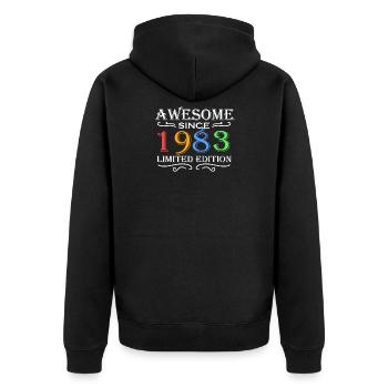 1983 - Born 1983 - Unisex Premium Organic Zip Hoodie - black - Back - Nico (187cm)