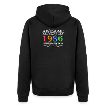 1986 - Born 1986 - Unisex Premium Organic Zip Hoodie - black - Back - Nico (187cm)