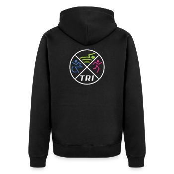 Women's Triathlon - Unisex Premium Organic Zip Hoodie - black - Back - Nico (187cm)