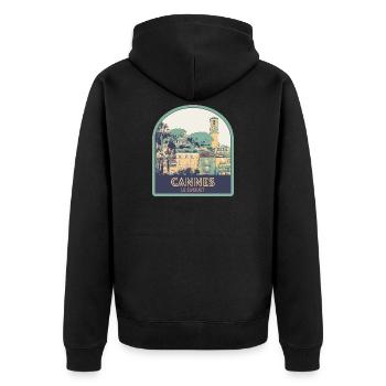 Stadtteil Le Suquet in Cannes in Frankreich - Unisex Premium Bio Zip Hoodie - Schwarz - Hinten - Nico (187cm)