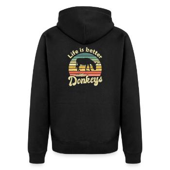 Esel - Unisex Premium Bio Zip Hoodie - Schwarz - Hinten - Nico (187cm)