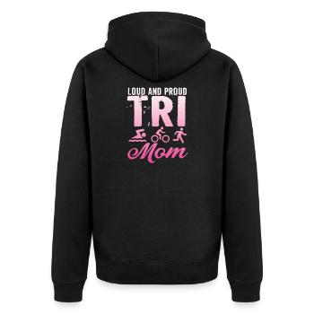 Triathlète Tri Mom bruyante et fière - Veste à capuche bio Premium Unisexe - noir - Dos - Nico (187cm)
