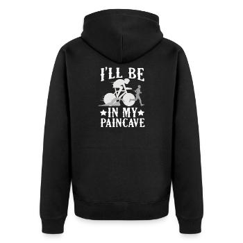 I'll Be In My Paincave Triathlon - Unisex Premium Organic Zip Hoodie - black - Back - Nico (187cm)