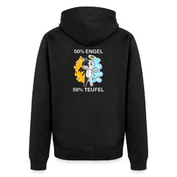 Katze Katzenrasse American Wirehair - Unisex Premium Bio Zip Hoodie - Schwarz - Hinten - Nico (187cm)