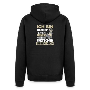 Frettchen - Unisex Premium Bio Zip Hoodie - Schwarz - Hinten - Nico (187cm)