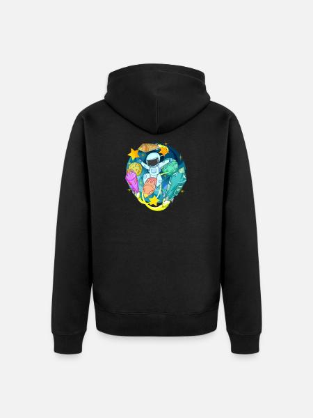 Astronaut in space with rockets - Unisex Premium Organic Zip Hoodie - black