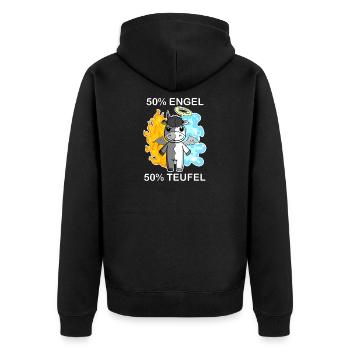 Esel - Engel und Teufel - Unisex Premium Bio Zip Hoodie - Schwarz - Hinten - Nico (187cm)