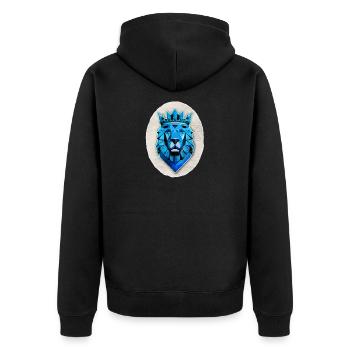 Blue Geometric Lion - Polygon - Unisex Premium Organic Zip Hoodie - black - Back - Nico (187cm)