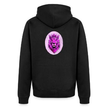 Lion géométrique à la couronne magenta - Veste à capuche bio Premium Unisexe - noir - Dos - Nico (187cm)