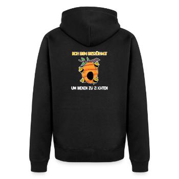 Imker - Unisex Premium Bio Zip Hoodie - Schwarz - Hinten - Nico (187cm)