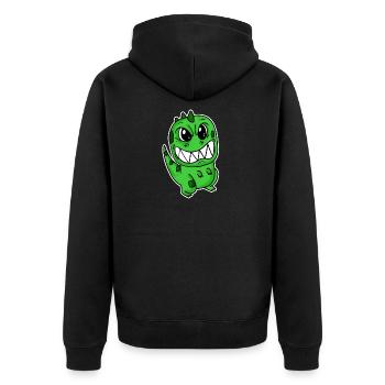 Wütender kleiner Dinosaurier - Unisex Premium Bio Zip Hoodie - Schwarz - Hinten - Nico (187cm)