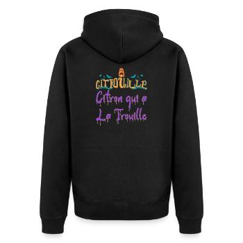 Citrouille citron qui a la trouille chauve souris - Veste à capuche bio Premium Unisexe - noir - Dos - Nico (187cm)